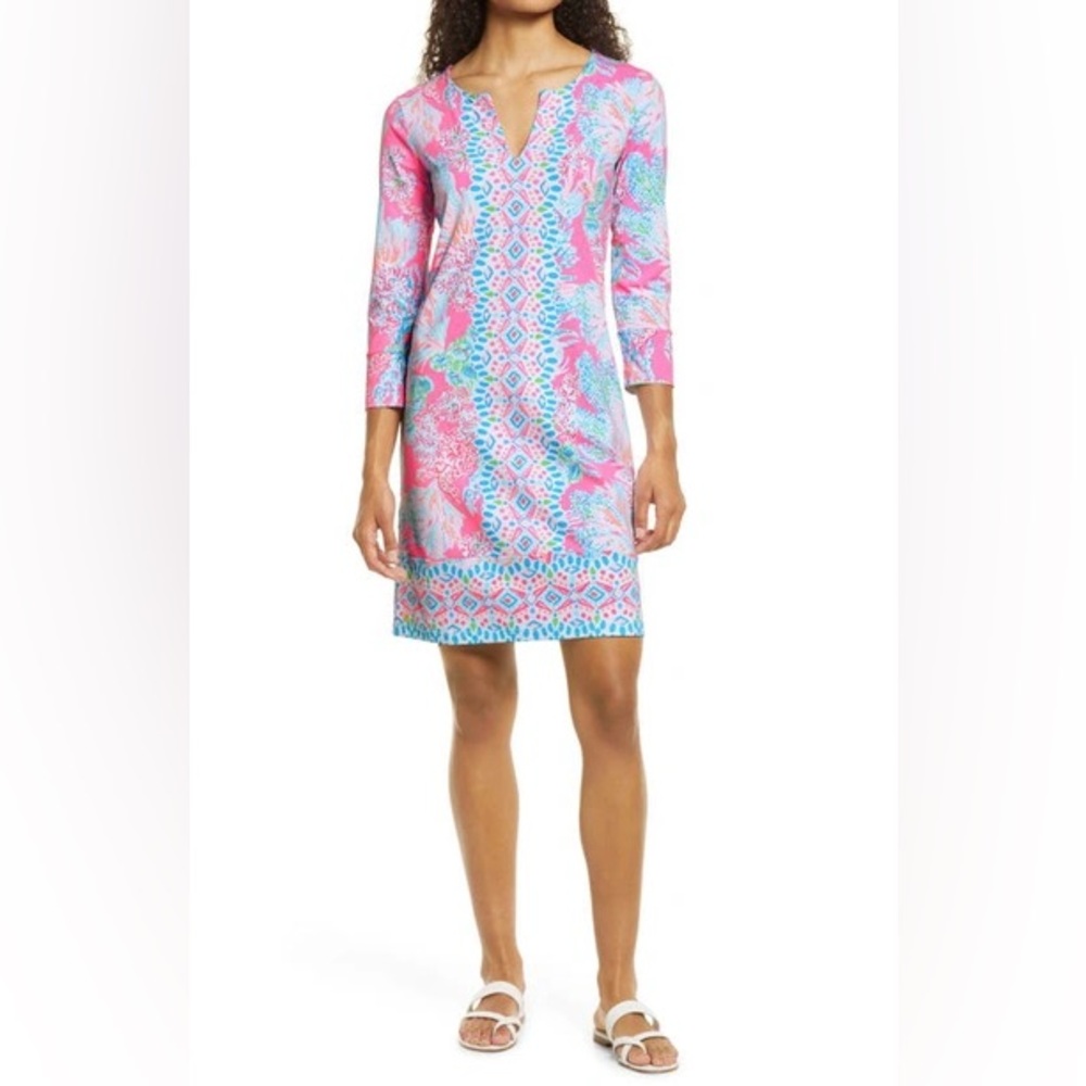 Lily Pulitzer NADINE UPF 50+ SHIFT DRESS IN PRESECCO PINK SEAING THINGS